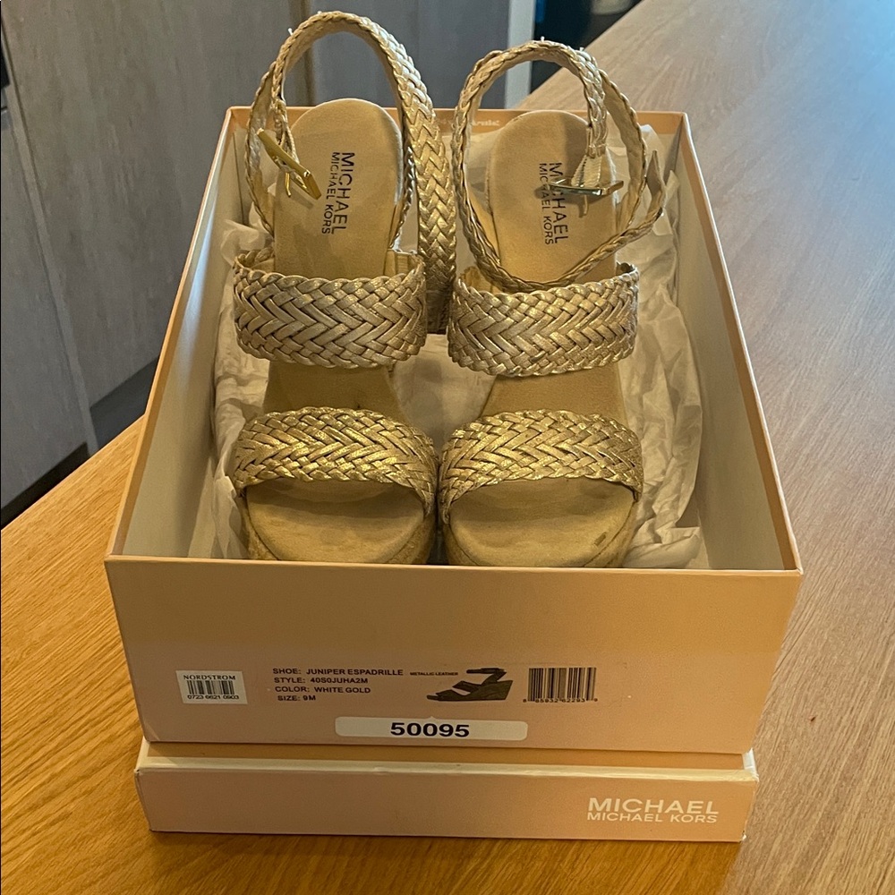 Michael Kors Gold Braided Platform Sandals